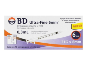 BD Ultra-Fine Jeringa para insulina U-100 0.3ml 31Gx6mm